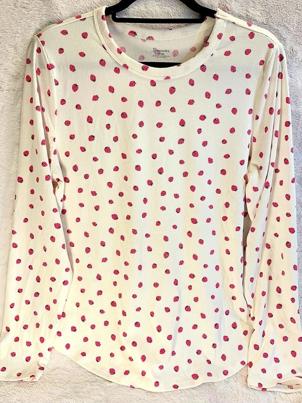 No Boundaries Strawberry Print Ribbed Long Sleeve Top XXL